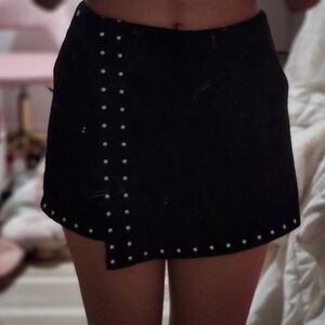 Black Studded Mini Skirt